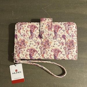 Mundi Womens ALL IN ONE Faux Leather Ladies RFID Clutch Wallet Floral Pattern